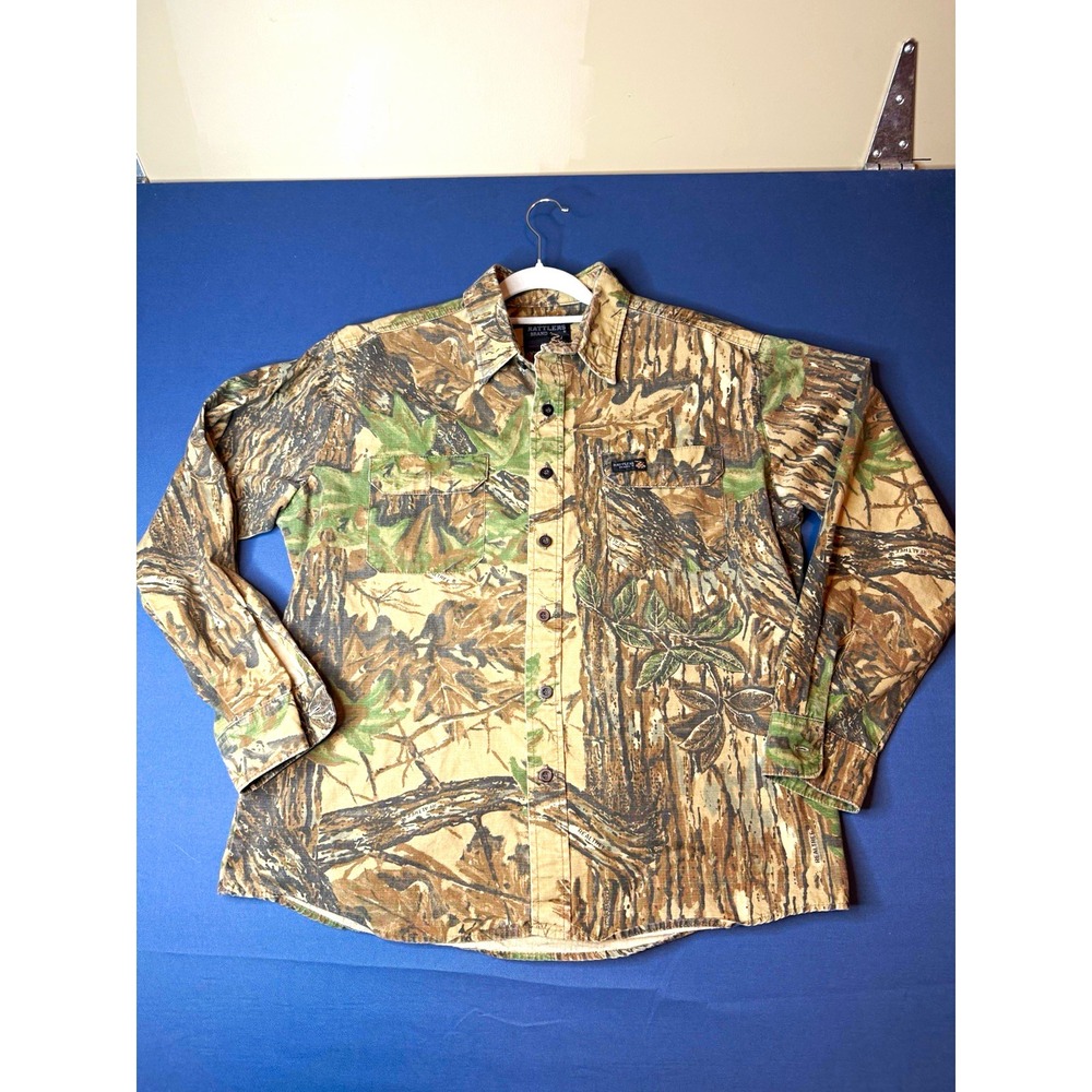Vintage Rattlers Brand Men's L Camouflage Long Sleeve Button-Up Shirt
